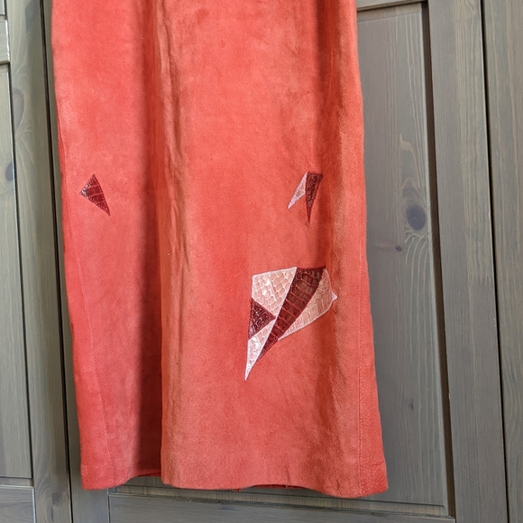 EUC Vintage Suede and Leather Strapless Midi Dress - Picture 4 of 13